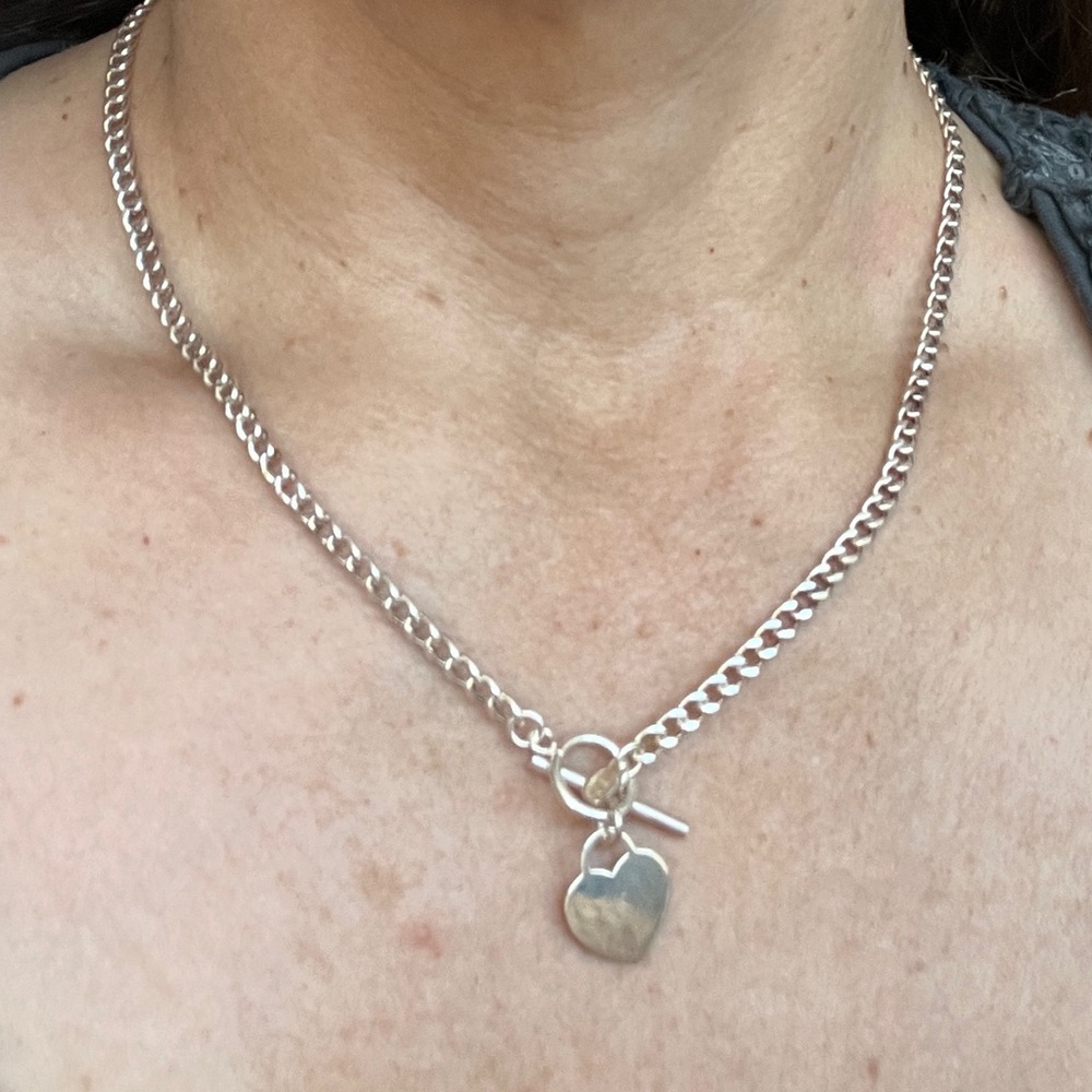 Sterling Silver Heart Charm Necklace - NWT - Made in Italy  Silver 925 - Picture 2 of 5